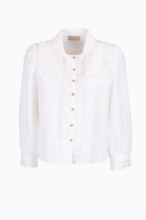 Camicia in Cotone e Seta con Pizzo Giapponese - Bianco