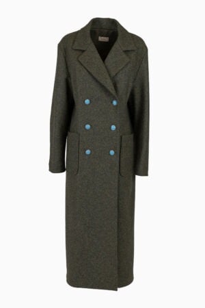 Cappotto Doppiopetto Over in Lana Inglese - Edera